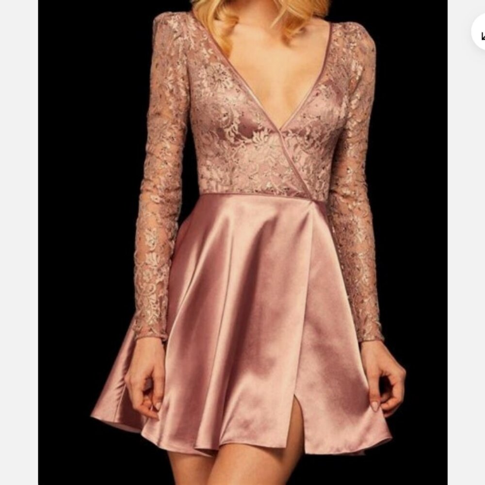 NWT Sherri Hill Mauve Lace Mini Dress Size 2  Prom Homecoming Cocktail, Wedding